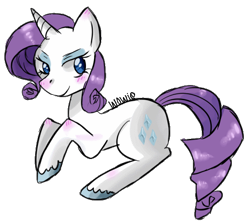 Size: 561x503 | Tagged: safe, artist:wowzie, rarity, pony, unicorn, female, mare, prone, simple background, smiling, solo, transparent background