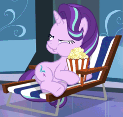 Size: 679x646 | Tagged: safe, screencap, starlight glimmer, pony, unicorn, the crystalling, aweeg*, eating, faic, food, great moments in animation, on side, popcorn, puffy cheeks, solo