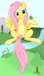 Size: 1075x1853 | Tagged: safe, artist:cynicalmoose, fluttershy, bird, pegasus, pony, female, mare, nudity, pubic hair, solo, tree, wings