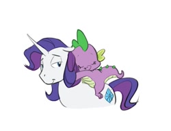 Size: 785x600 | Tagged: safe, artist:carnifex, barb, elusive, rarity, spike, dragon, pony, unicorn, baby, baby dragon, barbabetes, barlusive, cute, dragoness, elusweet, female, hug, interspecies, male, rule 63, rule63betes, shipping, simple background, smiling, sparity, stallion, straight, white background