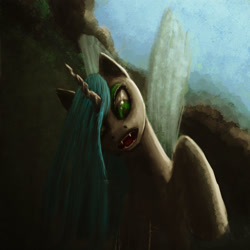 Size: 3000x3000 | Tagged: safe, artist:smileps, queen chrysalis, changeling, changeling queen, female, horn, looking at you, solo