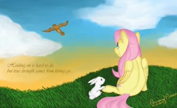 Size: 1280x781 | Tagged: safe, artist:peruserofpieces, angel bunny, fluttershy, pegasus, pony, crying, female, mare