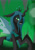 Size: 2149x3035 | Tagged: safe, artist:twigpony, queen chrysalis, changeling, changeling queen, grin, raised hoof, smiling, solo