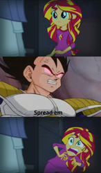 Size: 764x1312 | Tagged: safe, sunset shimmer, equestria girls, dragonball z abridged, exploitable meme, meme, sunset screamer, vegeta