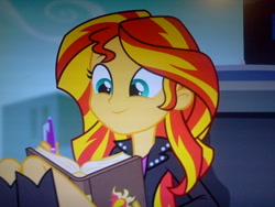 Size: 640x480 | Tagged: safe, screencap, sunset shimmer, equestria girls, rainbow rocks, book, journey book, leak