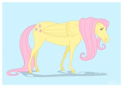 Size: 1063x751 | Tagged: safe, artist:wild-hearts, fluttershy, pegasus, pony, female, mare, pink mane, realistic, yellow coat