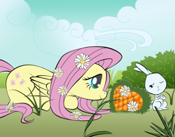 Size: 1391x1086 | Tagged: safe, artist:rumikoholic, angel bunny, fluttershy, pegasus, pony, angelshy, female, male, shipping, straight, valentine