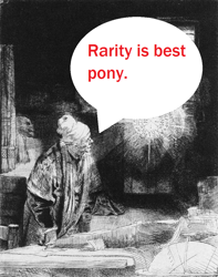 Size: 790x1004 | Tagged: safe, artist:rembrandt, rarity, pony, unicorn, faust, pun, word of faust