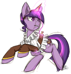 Size: 538x563 | Tagged: safe, artist:xnir0x, derpibooru import, twilight sparkle, clothes, fashion, solo, steampunk