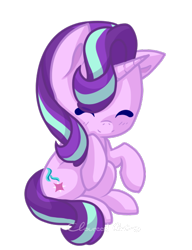 Size: 404x526 | Tagged: safe, artist:cloureed, starlight glimmer, pony, unicorn, season 6, chibi, cute, eyes closed, female, glimmerbetes, mare, simple background, sitting, smiling, solo, transparent background