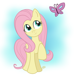Size: 800x790 | Tagged: safe, artist:kennasaur, fluttershy, butterfly, pegasus, pony, female, mare, pink mane, yellow coat