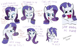 Size: 1000x619 | Tagged: safe, artist:notapseudonym, rarity, pony, unicorn, drawing, facial expressions, fourth wall, simple background, sketch, sketch dump, white background