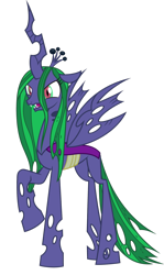 Size: 1024x1716 | Tagged: safe, artist:blah23z, mane-iac, queen chrysalis, changeling, changeling queen, recolor, solo