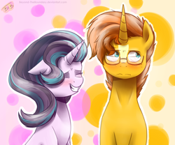 Size: 3000x2500 | Tagged: safe, artist:lrusu, starlight glimmer, sunburst, pony, unicorn, the crystalling, blushing, eyes closed, female, glasses, male, shipping, starburst, straight