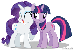 Size: 3768x2573 | Tagged: safe, artist:sandra626, derpibooru import, rarity, twilight sparkle, pony, unicorn, female, lesbian, rarilight, shadow, shipping