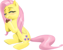 Size: 800x640 | Tagged: safe, artist:countcarbon, fluttershy, pegasus, pony, cookie, nom, solo