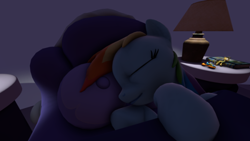 Size: 540x304 | Tagged: safe, artist:the_fatcat, derpibooru import, rainbow dash, pegasus, pony, 3d, bed, sleeping, solo, source filmmaker