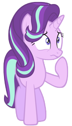 Size: 7000x12200 | Tagged: safe, artist:tardifice, edit, starlight glimmer, pony, unicorn, the crystalling, absurd resolution, embarrassed, full body, photoshop, raised hoof, simple background, solo, transparent background, vector, vector edit, wavy mouth