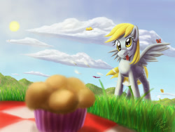 Size: 900x675 | Tagged: safe, artist:tsitra360, derpy hooves, pegasus, pony, female, mare, muffin, solo