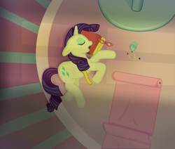 Size: 2648x2244 | Tagged: safe, artist:randompinkpie, rarity, pony, unicorn, carousel boutique, fabric, glasses, high res, sleeping