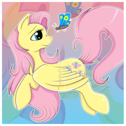 Size: 1000x1000 | Tagged: safe, artist:rockleone, fluttershy, pegasus, pony, female, mare, pink mane, solo, yellow coat