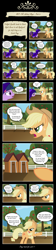 Size: 2052x9167 | Tagged: safe, artist:perfectblue97, derpibooru import, applejack, twilight sparkle, earth pony, pony, comic:without magic, apple, apple tree, cloak, clothes, comic, earth pony twilight, food, outhouse, sweet apple acres, tree