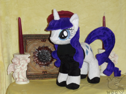 Size: 640x480 | Tagged: safe, artist:whitedove-creations, rarity, beatnik rarity, beret, clothes, hat, irl, photo, plushie, solo