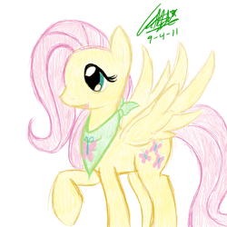 Size: 720x720 | Tagged: safe, artist:neonnoble, artist:neonsupertails, fluttershy, pegasus, pony, bandana, female, mare