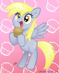 Size: 342x421 | Tagged: safe, artist:j8d, derpy hooves, pegasus, pony, cute, derpabetes, female, mare, muffin, solo, that pony sure does love muffins