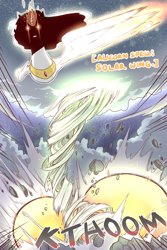 Size: 960x1440 | Tagged: safe, artist:cold-blooded-twilight, princess celestia, alicorn, pony, comic:cold storm, cloud, cloudy, comic, dialogue, explosion, magic, raised wings, that's a penis, tornado