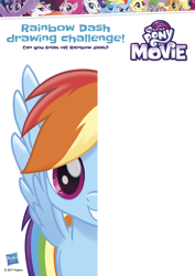 Size: 2480x3507 | Tagged: safe, derpibooru import, rainbow dash, pegasus, pony, my little pony: the movie, activity book, my little pony logo, official, rainbow dash drawing challenge