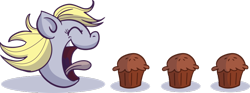 Size: 900x335 | Tagged: safe, artist:xkappax, derpy hooves, pegasus, pony, female, mare, muffin, pac-man, parody, that pony sure does love muffins