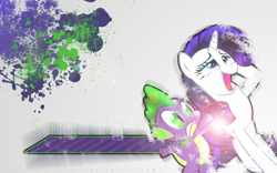 Size: 2560x1600 | Tagged: safe, artist:drmodnar, rarity, spike, dragon, pony, unicorn, female, horn, male, mare, wallpaper