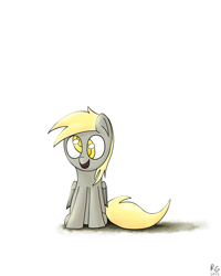 Size: 1200x1500 | Tagged: safe, artist:rainbowgambler, derpy hooves, pegasus, pony, blonde hair, female, filly, gray coat, smiling, wings