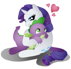 Size: 2040x1983 | Tagged: safe, artist:daydreamerpony, rarity, spike, dragon, pony, unicorn, female, heart, interspecies, male, shipping, sparity, straight