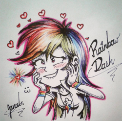 Size: 480x474 | Tagged: safe, artist:janadashie, derpibooru import, rainbow dash, equestria girls, movie magic, spoiler:eqg specials, clothes, cute, female, heart, lip bite, signature, solo