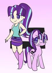 Size: 1024x1418 | Tagged: safe, artist:tamoqu, starlight glimmer, human, clothes, equal cutie mark, human ponidox, humanized, skirt, tanktop