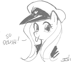 Size: 900x750 | Tagged: safe, artist:johnjoseco, fluttershy, pegasus, pony, grayscale, hat, monochrome, solo