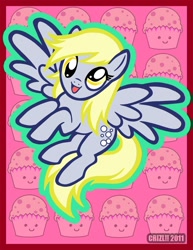 Size: 850x1100 | Tagged: safe, artist:crizltron, derpy hooves, pegasus, pony, female, mare, muffin, solo