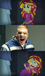 Size: 675x1147 | Tagged: safe, maud pie, sunset shimmer, vampire, equestria girls, rainbow rocks, blade (marvel comics), blade trinity, exploitable meme, fangs, jarko grimwood, meme, sunset screamer, triple h