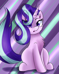 Size: 1024x1280 | Tagged: safe, artist:mlp-firefox5013, starlight glimmer, pony, unicorn, chest fluff, cute, female, fluffy, glimmerbetes, mare, open mouth, sitting, solo