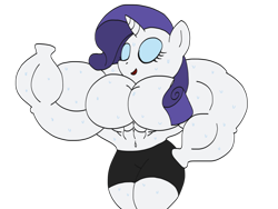 Size: 1024x768 | Tagged: safe, artist:broozerpunch, rarity, anthro, arm hooves, hyper, muscles, overdeveloped muscles, ripped rarity, simple background, solo, transparent background