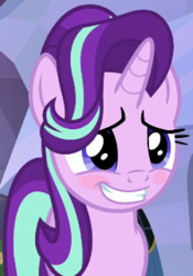 Size: 246x352 | Tagged: safe, screencap, starlight glimmer, pony, unicorn, the crystalling, blushing, cute, nervous, smiling