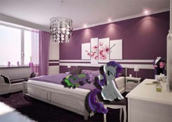 Size: 1053x750 | Tagged: safe, artist:blissfulbiscuit, rarity, spike, pony, bedroom, irl, photo, plushie, ponies in real life, spike plushie, vector
