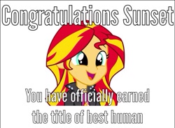 Size: 650x478 | Tagged: safe, sunset shimmer, equestria girls, best human, best pony, cute, open mouth, shimmerbetes, shimmersmile, smiling, solo