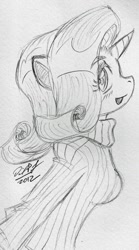 Size: 713x1281 | Tagged: safe, artist:cskairi, rarity, anthro, monochrome, traditional art