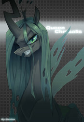 Size: 700x1006 | Tagged: safe, artist:ziznine69, queen chrysalis, changeling, changeling queen, female, smiling, solo