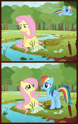 Size: 5500x8700 | Tagged: safe, artist:dashiesparkle, artist:itv-canterlot, artist:mundschenk85, derpibooru import, fluttershy, rainbow dash, pegasus, pony, absurd resolution, comforting, crying, friendship, river, sad