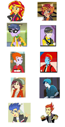 Size: 991x1936 | Tagged: safe, flash sentry, heath burns, microchips, normal norman, sunset shimmer, equestria girls, equestria girls (movie), rainbow rocks, /mlp/, background human, comparison, cuckolding in the description, heath burns (monster high), holt hyde, invisi billy, jackson jekyll, monster high, op is a cuck, op is trying to start shit, time to come together, toralei stripe