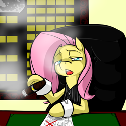 Size: 1000x1000 | Tagged: safe, artist:graphic-lee, fluttershy, pegasus, pony, ask flutterdon, badass, cigar, clothes, flutterdon, parody, smoking, table